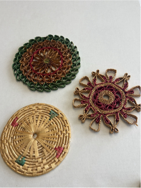 Unbranded Other - Lot of 3 VTG Wicker Straw Hot Pad Trivet Woven Rattan Raffia Wall Decor
